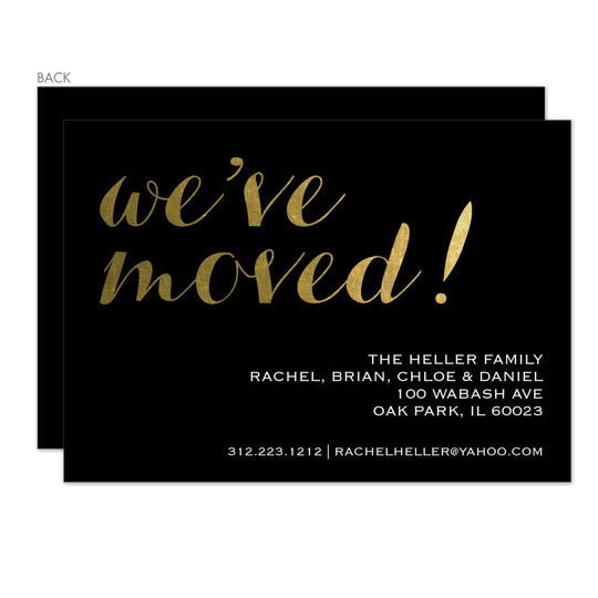 Black We've Moved Foil Stamped Moving Announcements